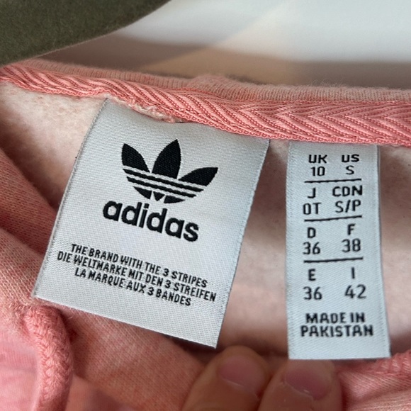 Adidas Women's Cropped Pink Hoodie Small - Picture 3 of 5